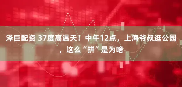 泽巨配资 37度高温天！中午12点，上海爷叔逛公园，这么“拼”是为啥